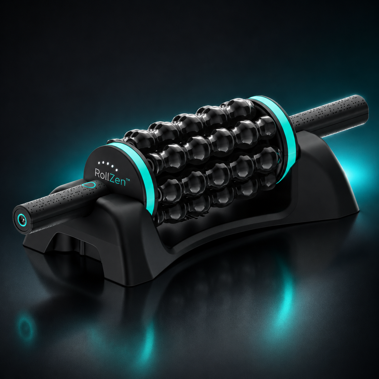 RollZen rolling percussive massager on its stand